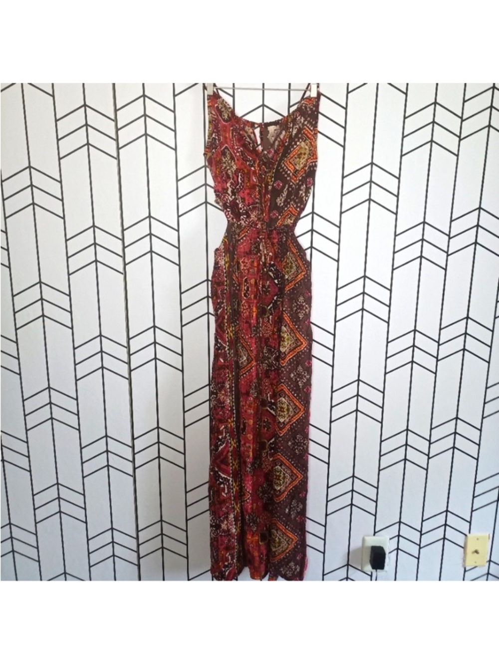RAGA Red and Brown Printed Maxi Dress